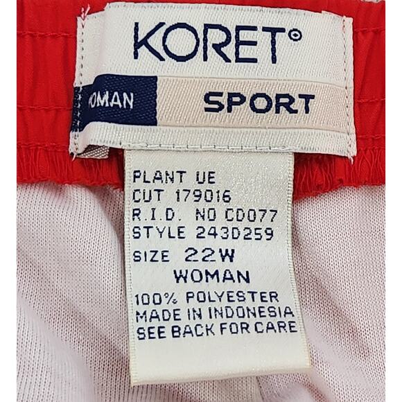 Koret Woman Sport Red Drawstring Waist Lined Sweatpants 22W Plus Lightweight - Picture 5 of 6